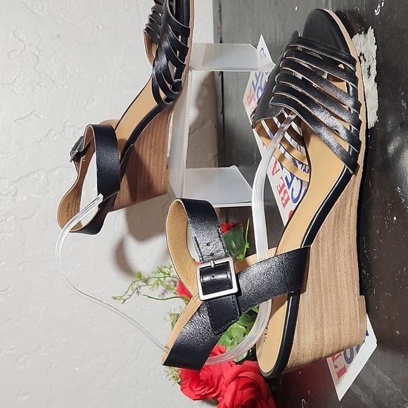 SUSINA Black Woven Strap Sandal Wedge 7.5M - Picture 3 of 15